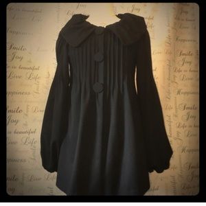 Black long dress goth pleated jacket